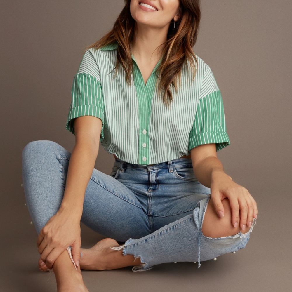 Zara Striped Crop Top - Size Medium